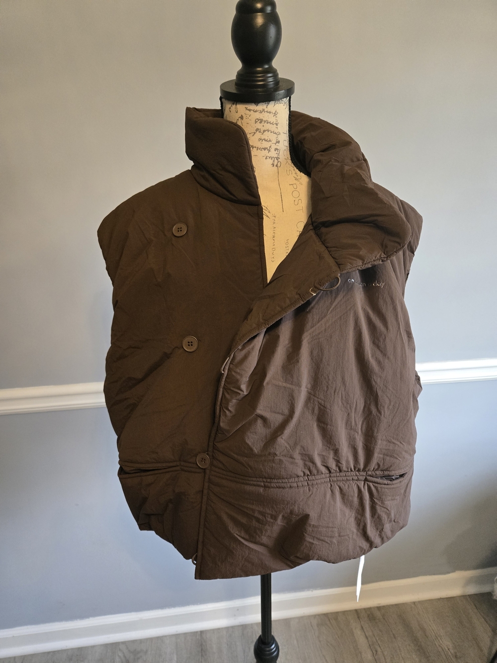 Brown Quilted Puffer Vest - Picture 2 of 7